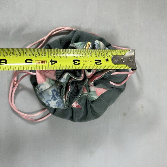 Vintage  Jewelry Organizer 8 Pockets Travel Case Drawstring Bag Floral Pink - Picture 8 of 10